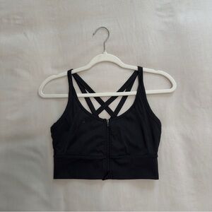 Balance Athletica Black Zip Front Sports Bra